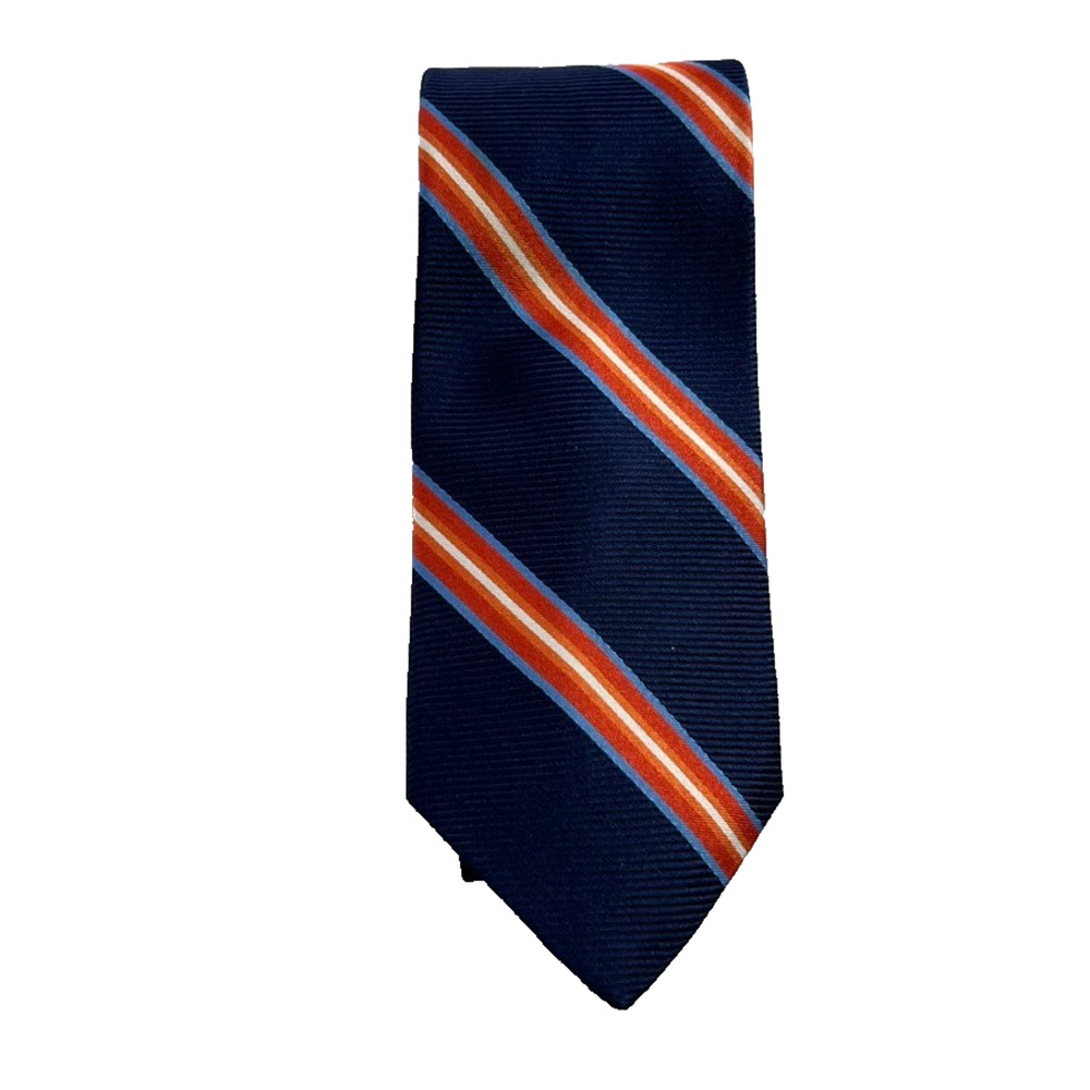 Brooks Brothers Makers & Merchants Men's Tie 59" Pure Silk Blue/ Red Rep Striped